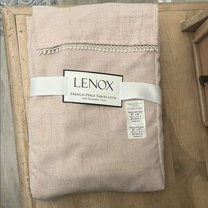 Lenox French Perle Tablecloth NWT 60” x 84” Rectangle Storage Bag Blush